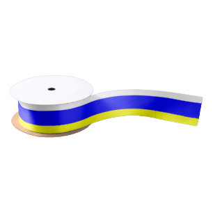 White Blue and Yellow Striped Satin Ribbon
