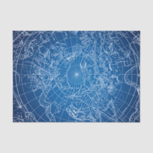 White & Blue Astrological Map Tissue Paper
