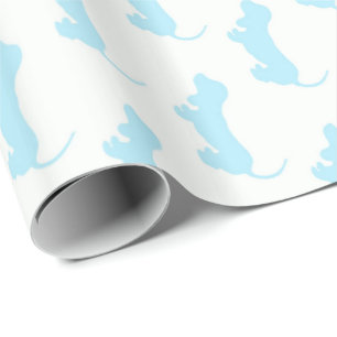 White & Blue Beautiful Baby Puppy Wrapping Paper