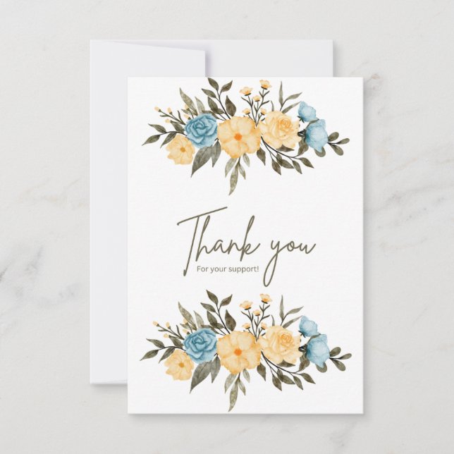 white blue black modern thank you card (Front)