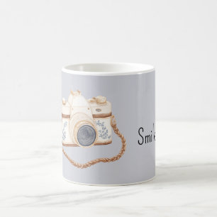 White Blue Camera Coffee Mug
