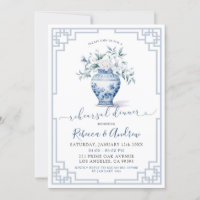 White Blue Chinoiserie Ginger Jar Rehearsal Dinner