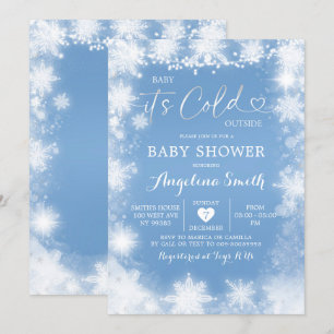 White & Blue Christmas Baby Shower Invite7 Invitation