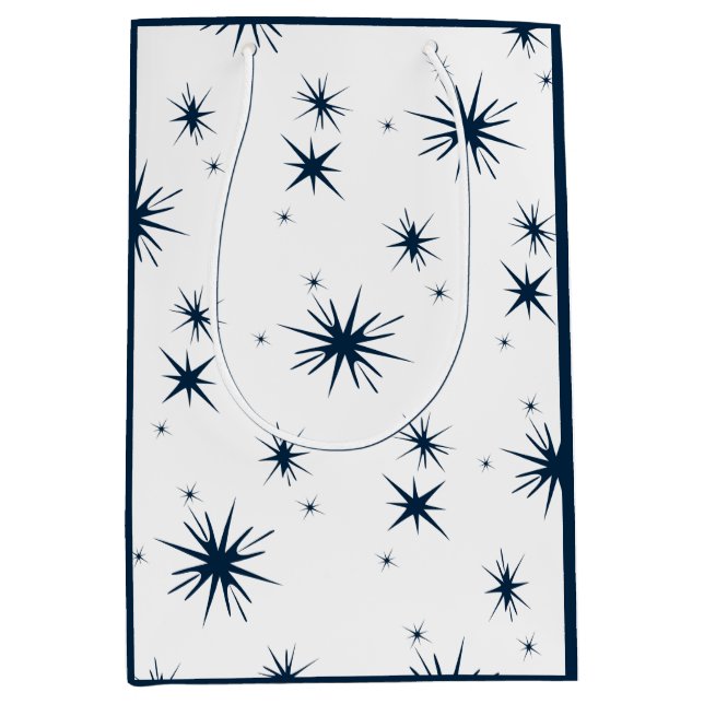 White Blue Christmas Stary Sky Medium Gift Bag (Front)