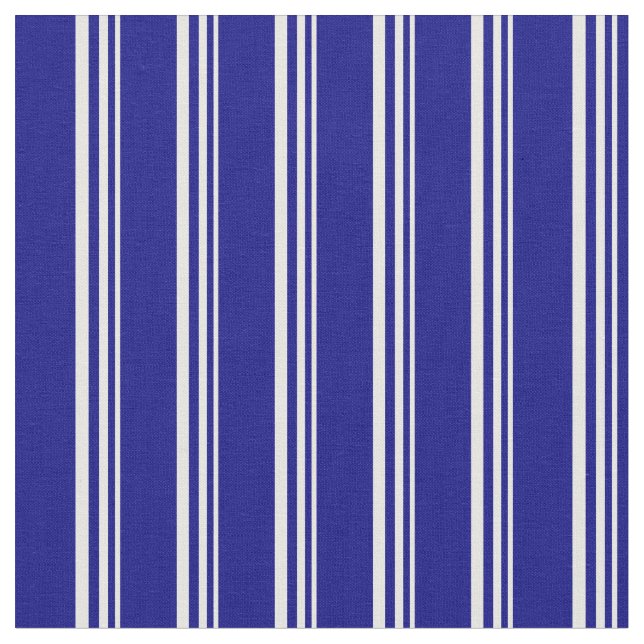 White & Blue Coloured Lined Pattern Fabric (Close Up)