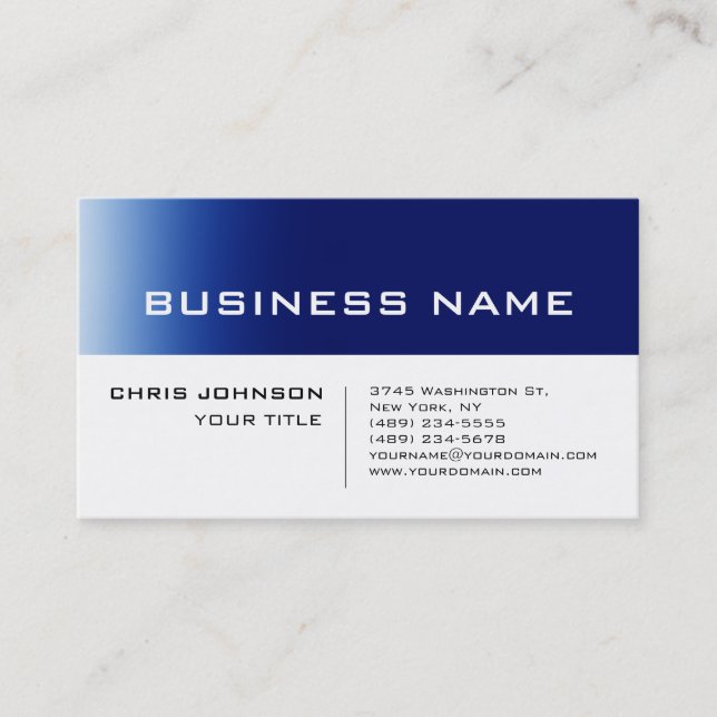 White Blue Contemporary Consultant Business Card (Front)