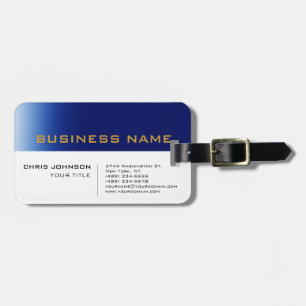 White Blue Contemporary Professional Luggage Tag