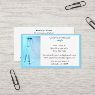White Blue Crutches Equipment Medical Senior Care  Business Card