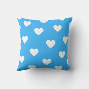 White Blue Cute Cosy Modern Romantic Chic Heart  Cushion