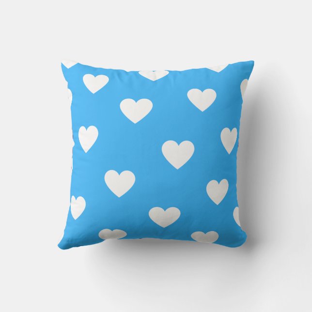White Blue Cute Cosy Modern Romantic Chic Heart  Cushion (Back)