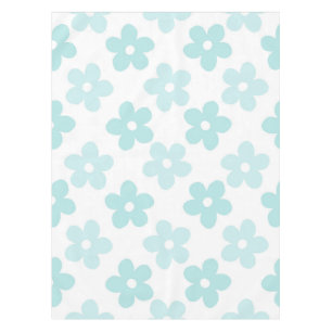 White Blue Daisy Flowers Retro Pattern Tablecloth
