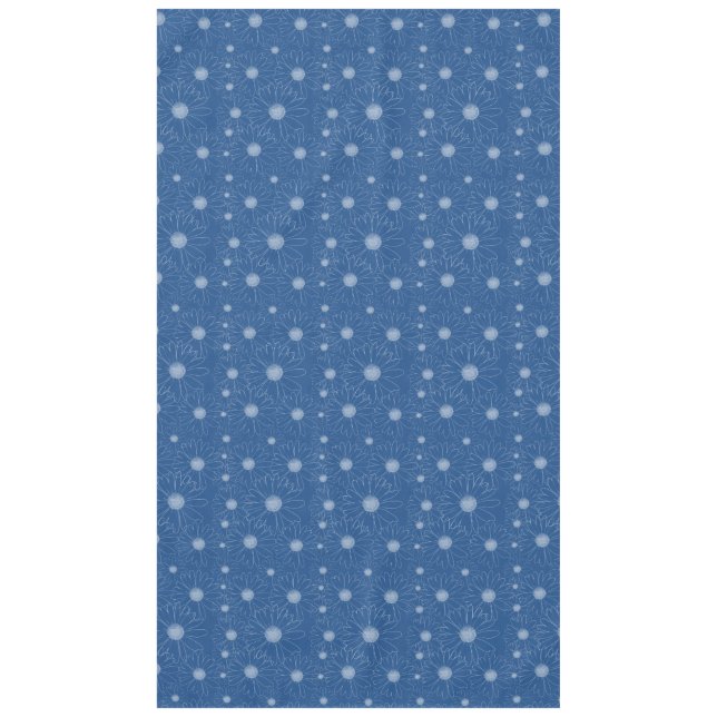 White Blue Daisy Flowers Tablecloth (Front)