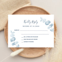 White blue eucalyptus wedding response RSVP