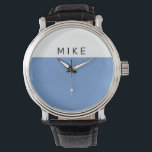 White & Blue Face, DIY Name Watch<br><div class="desc">A Simple style White & Blue watch face with DIY Name.</div>