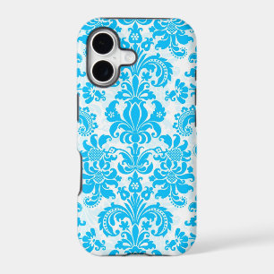 White & Blue Floral Damasks Pattern