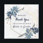 White Blue Floral Frame Thank You Wedding Favours Magnet<br><div class="desc">White Blue Floral Frame Thank You Wedding Favours
Personalised Wedding Favours Magnet For Guests as a Thank You for coming at wedding party
this design is easily customised and personalised by adding or changing the text</div>