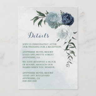 white & blue floral greenery details enclosure card