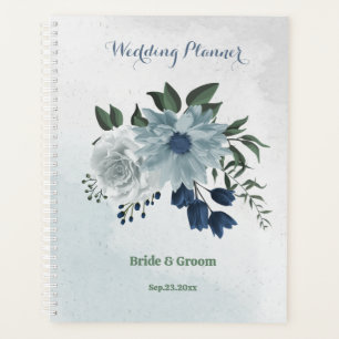 white & blue floral greenery wedding planner