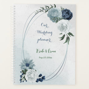 white & blue floral greenery wedding planner