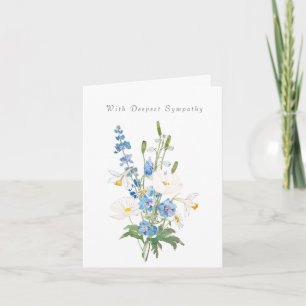 white blue flowers Thinking Of You Sympathy Card