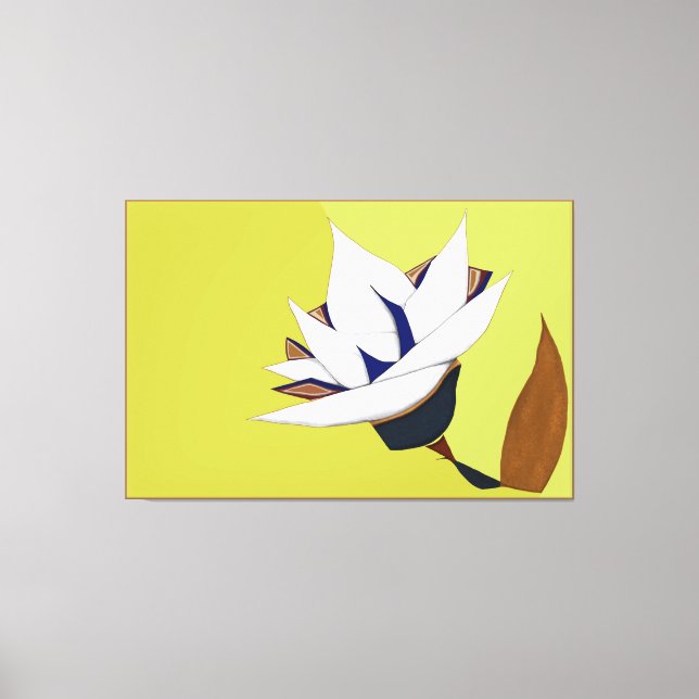 WHITE, BLUE, GOLD LOTUS CANVAS PRINT (Front)