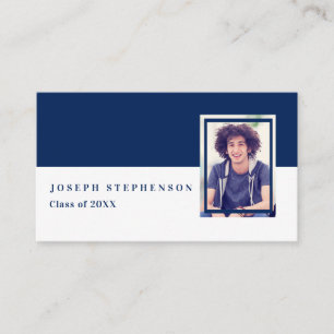 White Blue Graduation Photo Insert Name Cards
