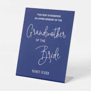 White Blue Grandmother of Bride Memorial Wedding Pedestal Sign