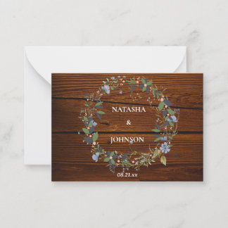 White Blue Green Leaf Floral Wedding Design Card