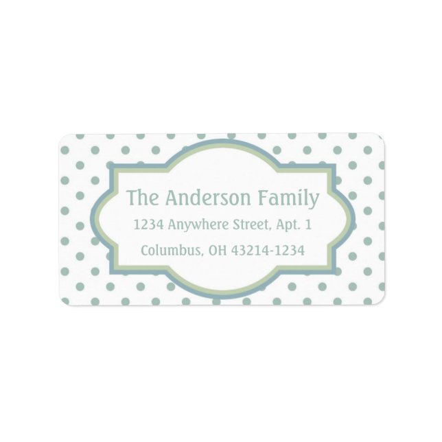 White & Blue Green Polka Dot Return Address Labels (Front)