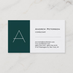 White Blue Green Stripe Monogram Business Card