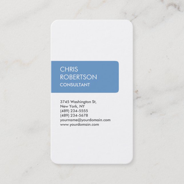 White Blue-Grey Attractive Charming Business Card (Front)