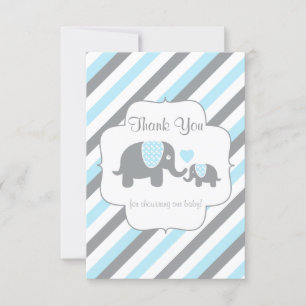White, Blue & Grey Stripe Elephants - Thank You