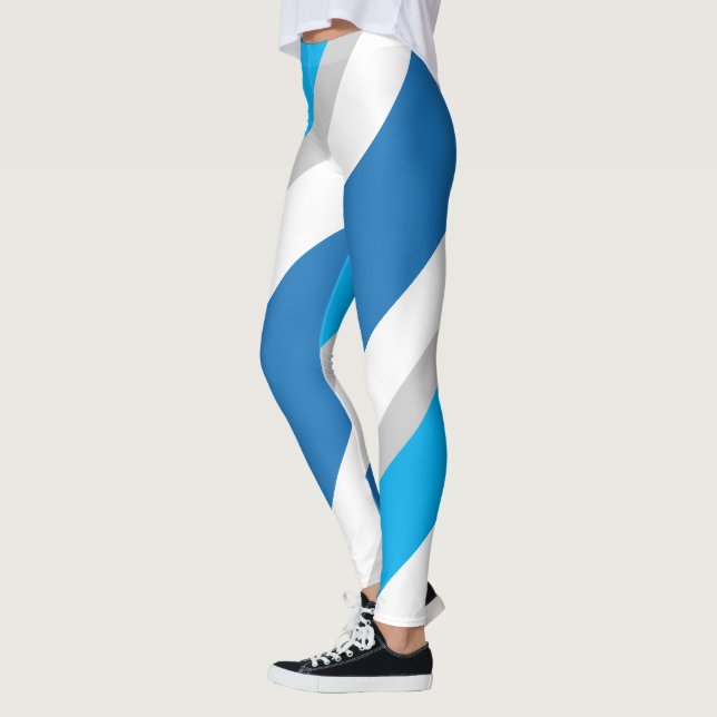White Blue Grey Striped Leggings (Left)