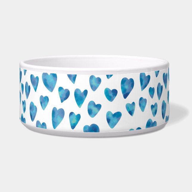 White & Blue Heart Pet Bowl (Front)