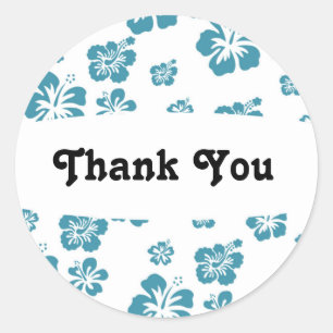 White & Blue Hibiscus Flower Floral Party Sticker