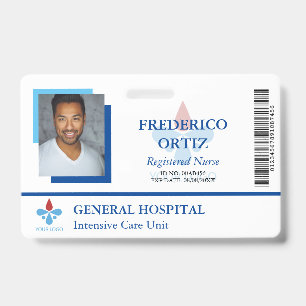 White Blue Hospital Employee ID Your Logo Badge