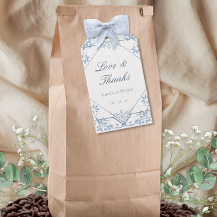 White Blue Love and Thanks Wedding Favour Tags