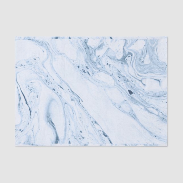 White & Blue Marble Swirls Tissue Paper (Front)