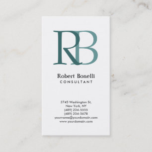 White Blue Modern Monogram Business Card