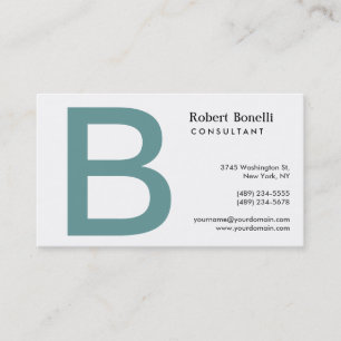 White Blue Modern Monogram Business Card