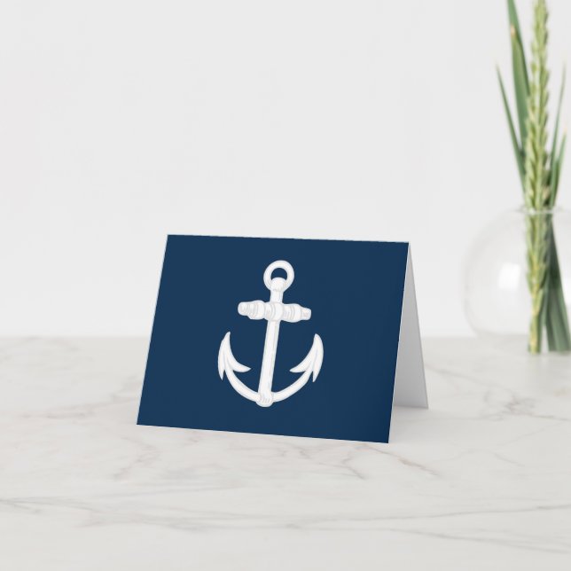 White/Blue Nautical Anchor Symbol Card (Front)