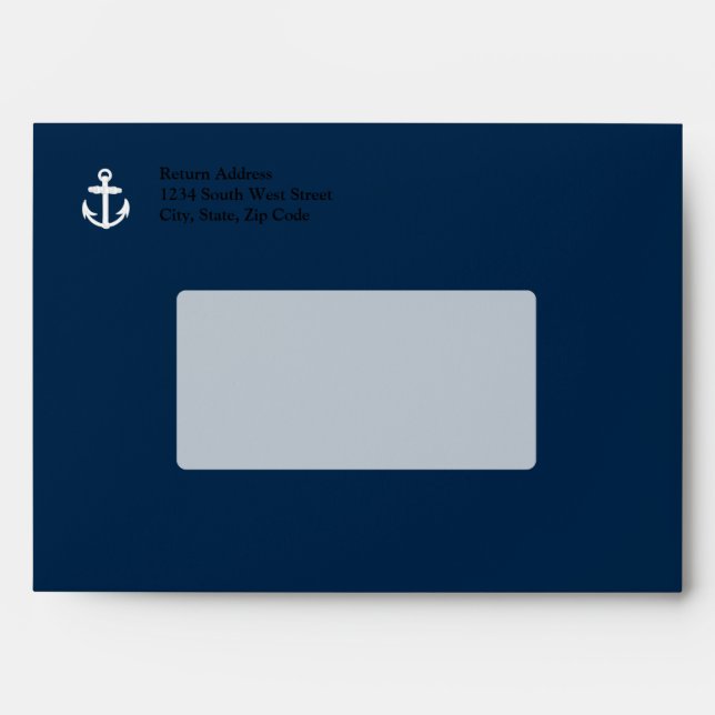 White/Blue Nautical Anchor Symbol Envelopes (Front)