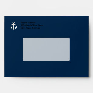 White/Blue Nautical Anchor Symbol Envelopes