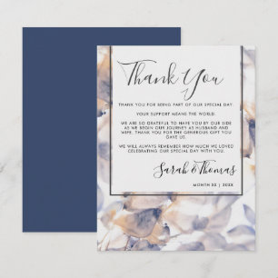 WHITE & BLUE PATELES FLORAL ELEGANT THANK YOU INVITATION