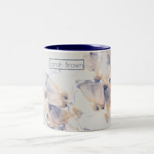 WHITE & BLUE PATELS FLORAL Two-Tone COFFEE MUG
