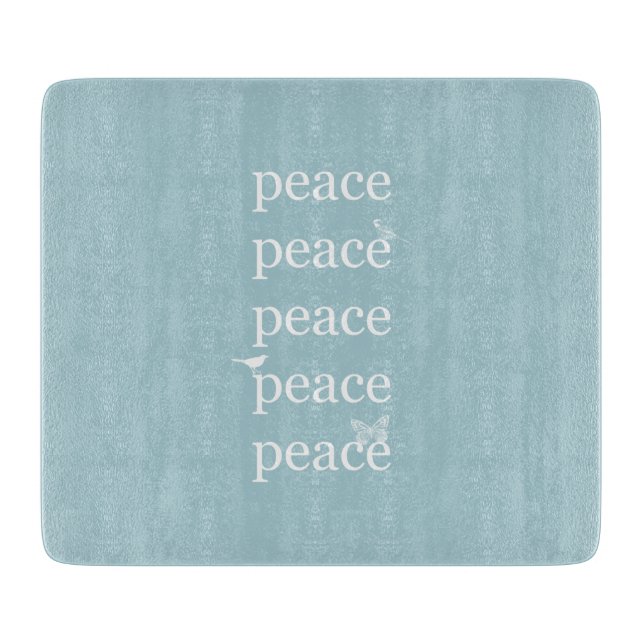 White Blue Peace inspirational quote birds   Cutting Board (Front)