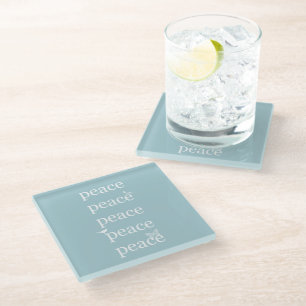 White Blue Peace inspirational quote birds   Glass Coaster