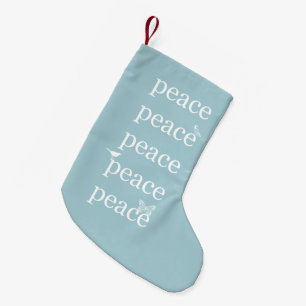 White Blue Peace inspirational quote birds   Small Christmas Stocking