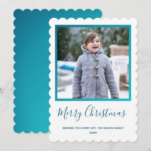 White Blue Photo Christmas Holiday Card