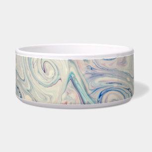 White Blue Pink Modern Abstract Fluid Marbling Art